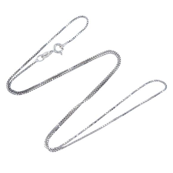 Vintage SU Italy Sterling Silver 925 0.9mm Box Chain Necklace 18” - Picture 1 of 3